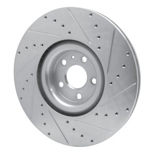 Volvo XC90 Brake Rotor (1) - Front Left - R1 Concepts - Drilled & Slotted - Silver - `16-`26
